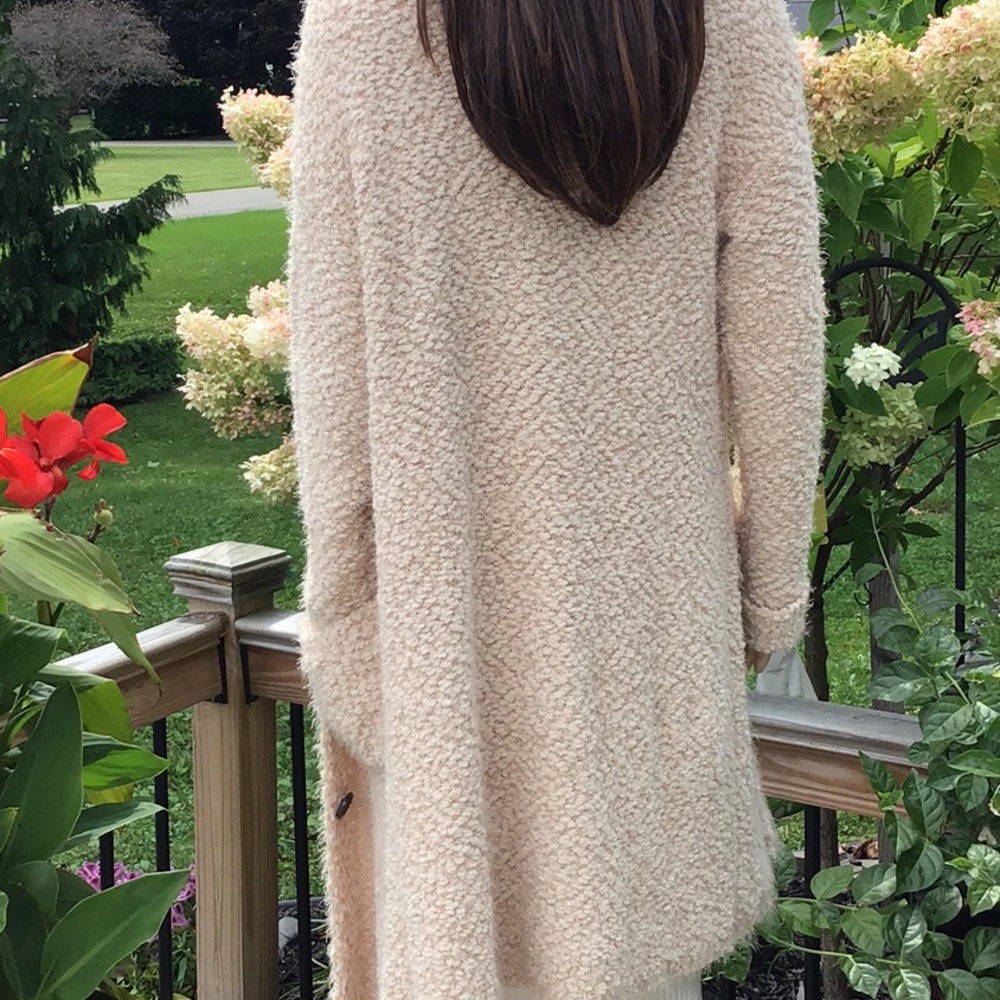 EXTREME SOFT & COZY MIDI CARDIGAN, CREAM with POCKETS - Picture 2 of 13